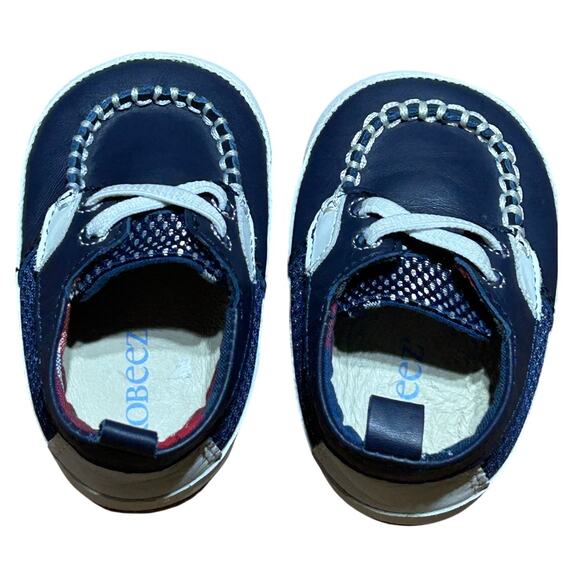 Robeez skipper First Kicks in Navy Leather & mesh 6-9 months - Picture 1 of 3